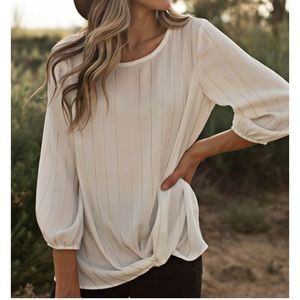Lurex Stripe Side Knot Blouse - M